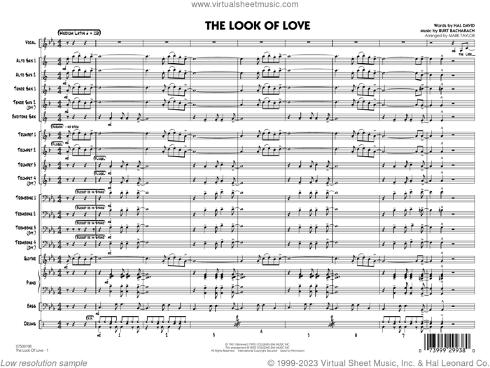 The Look of Love (arr. Mark Taylor) (COMPLETE) sheet music for jazz band by Burt Bacharach, Bacharach & David, Hal David and Mark Taylor, intermediate skill level