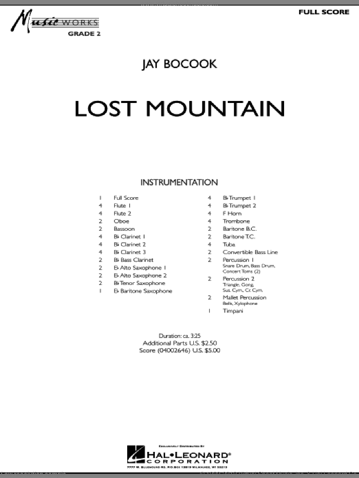 Lost Mountain (COMPLETE) sheet music for concert band by Jay Bocook, intermediate skill level