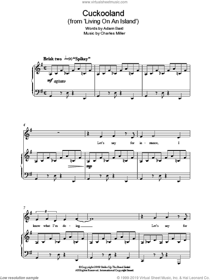 Cuckooland (from Living On An Island) sheet music for piano solo by Charles Miller and Adam Bard, easy skill level