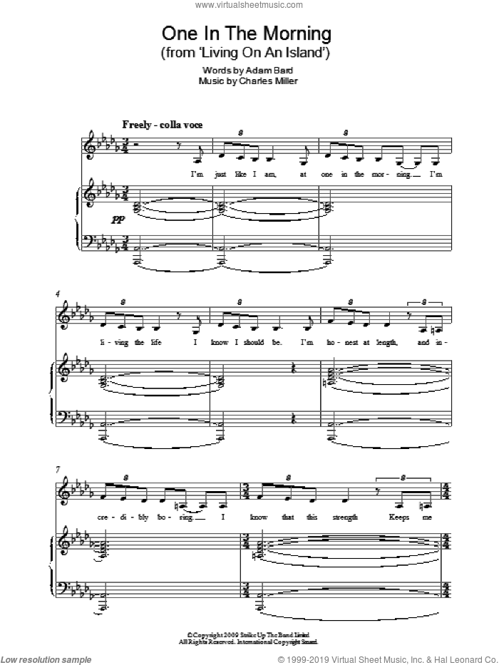 One In The Morning (from Living On An Island) sheet music for piano solo by Charles Miller and Adam Bard, easy skill level