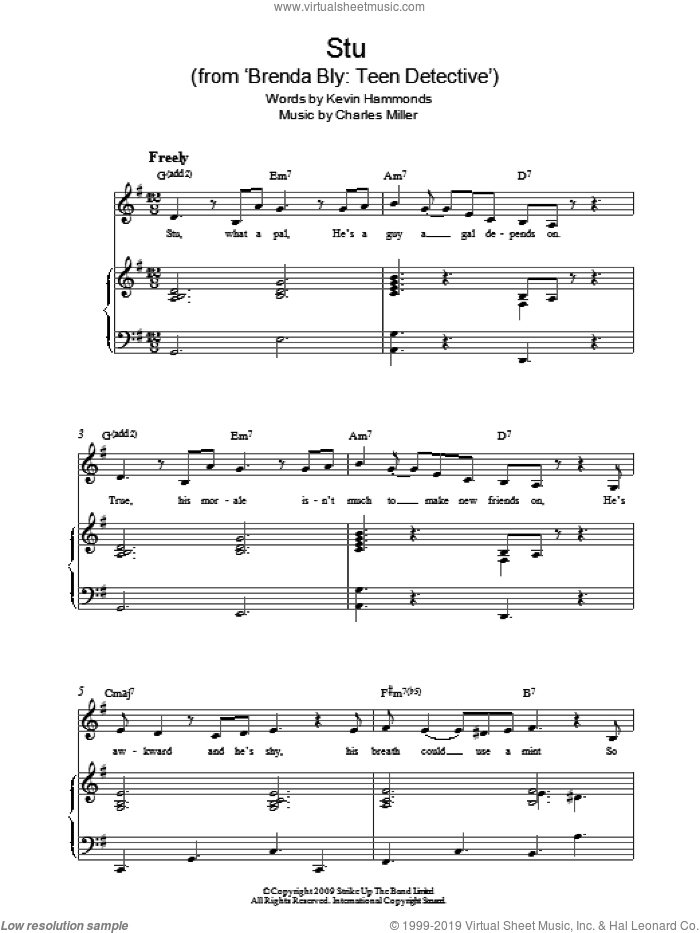Stu (from Brenda Bly: Teen Detective) sheet music for piano solo by Charles Miller and Kevin Hammonds, easy skill level