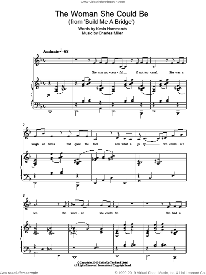 The Woman She Could Be (from Build Me A Bridge) sheet music for piano solo by Charles Miller and Kevin Hammonds, easy skill level
