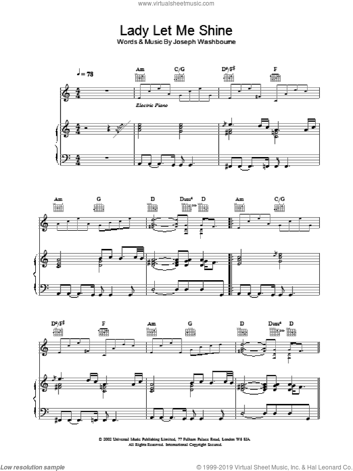 Lady Let Me Shine sheet music for voice, piano or guitar by Toploader, intermediate skill level