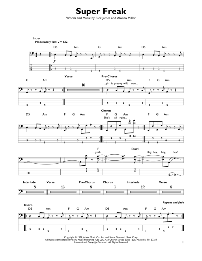You Shook Me All Night Long sheet music for bass solo by AC/DC, Angus Mckinnon Young, Brian Johnson and Malcolm Mitchell Young, intermediate skill level