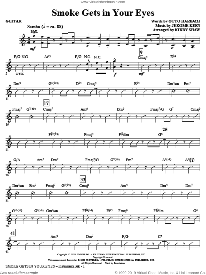 Smoke Gets in Your Eyes (arr. Kirby Shaw) (complete set of parts) sheet music for orchestra/band (Rhythm) by Jerome Kern, Otto Harbach and Kirby Shaw, intermediate skill level