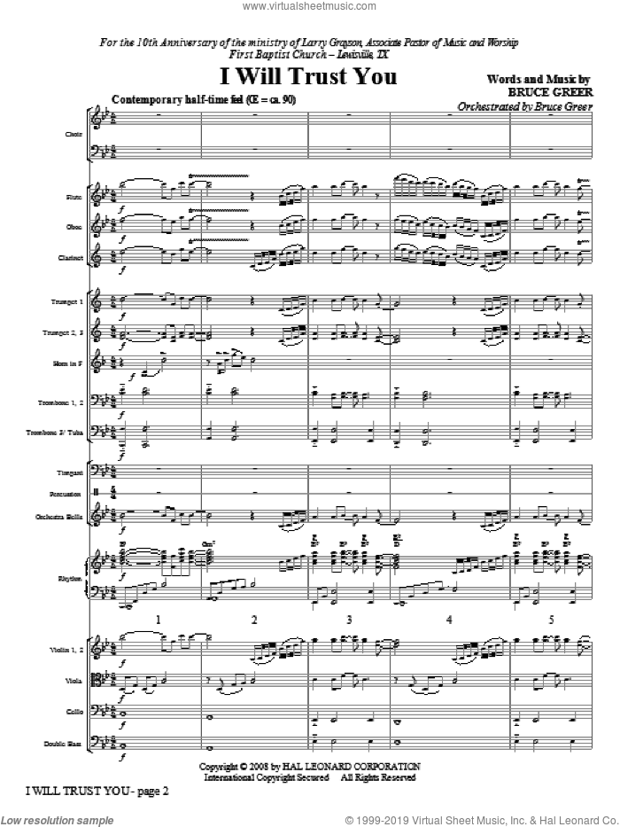 I Will Trust You (COMPLETE) sheet music for orchestra/band (Orchestra) by Bruce Greer, intermediate skill level