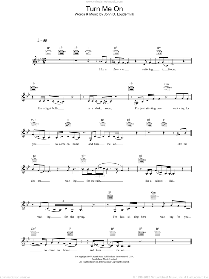 Turn Me On sheet music for voice and other instruments (fake book) by Norah Jones, intermediate skill level