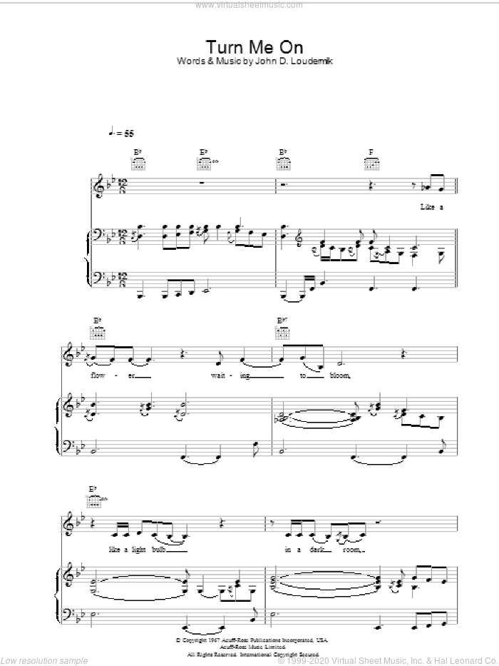 Turn Me On sheet music for voice, piano or guitar by Norah Jones, intermediate skill level