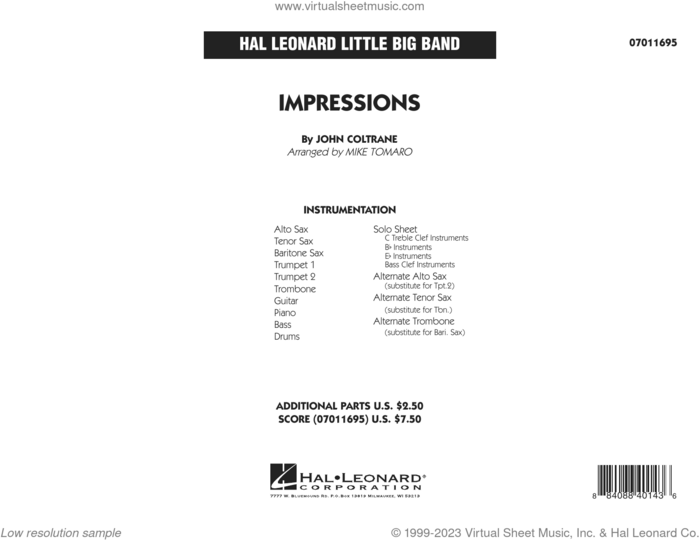 Impressions (arr. Mike Tomaro) (COMPLETE) sheet music for jazz band by John Coltrane and Mike Tomaro, intermediate skill level