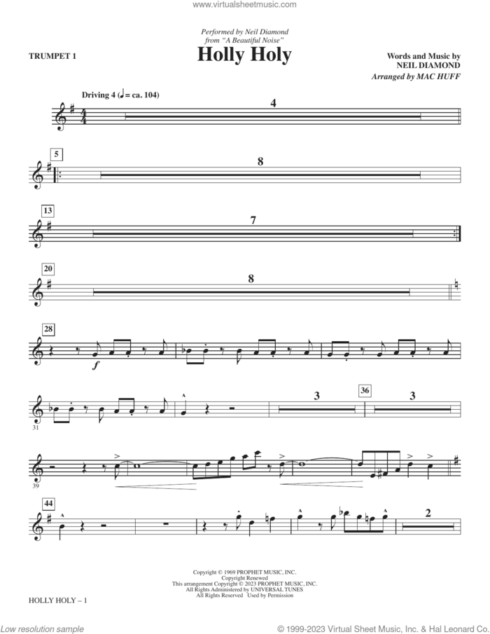 Holly Holy (from A Beautiful Noise) (arr. Mac Huff) (complete set of parts) sheet music for orchestra/band (Instrumental Accompaniment) by Mac Huff and Neil Diamond, intermediate skill level
