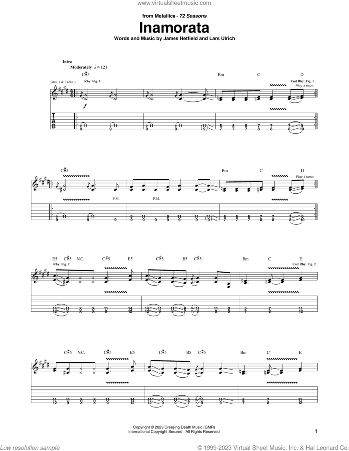 Inamorata sheet music for guitar (tablature) (PDF)