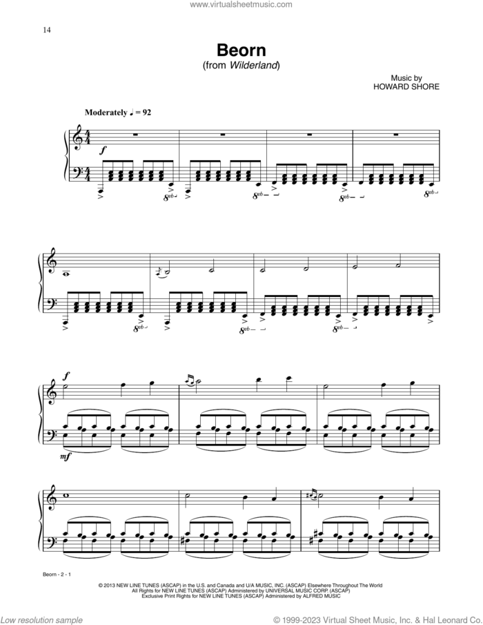 Beorn (from The Hobbit: The Desolation of Smaug) sheet music for piano solo by Howard Shore, intermediate skill level
