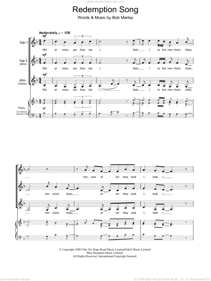 Redemption Song (arr. Barrie Carson Turner) sheet music for choir (SSA: soprano, alto) by Eternal, Barrie Carson Turner and Bob Marley, intermediate skill level