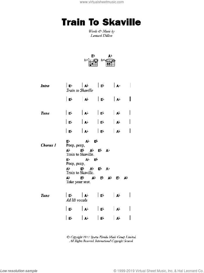 Train To Skaville sheet music for guitar (chords) by The Ethiopians and Leonard Dillion, intermediate skill level