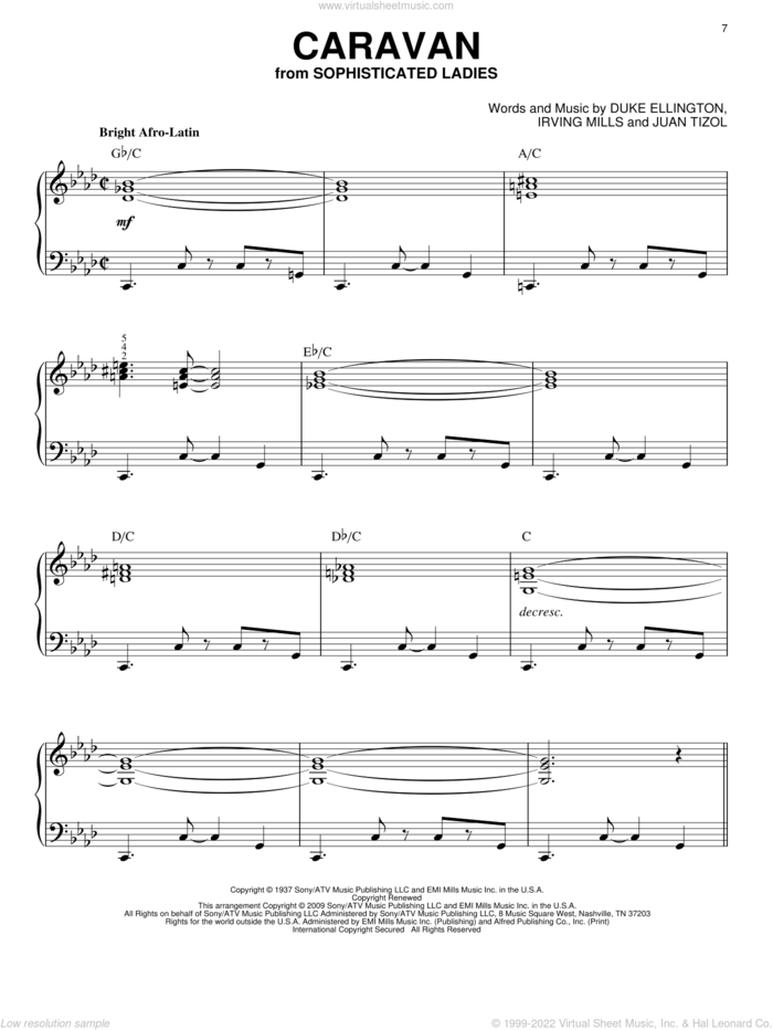 Caravan (arr. Brent Edstrom) sheet music for piano solo by Duke Ellington, Brent Edstrom, Irving Mills and Juan Tizol, intermediate skill level