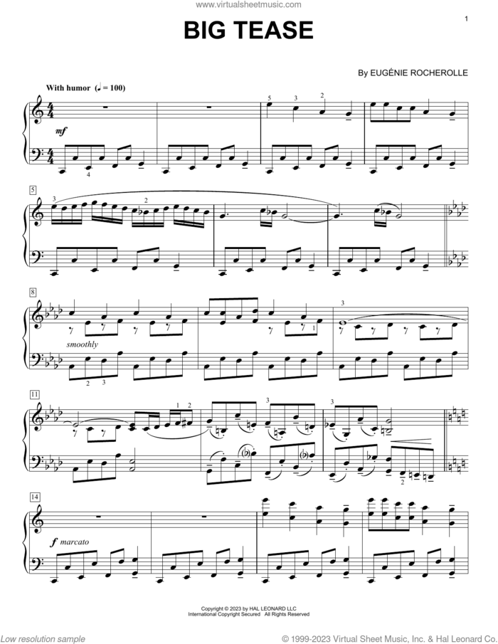 Big Tease sheet music for piano solo by Eugenie Rocherolle, intermediate skill level