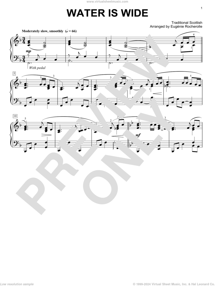 Water Is Wide (arr. Eugenie Rocherolle) sheet music for piano solo  and Eugenie Rocherolle, classical score, intermediate skill level