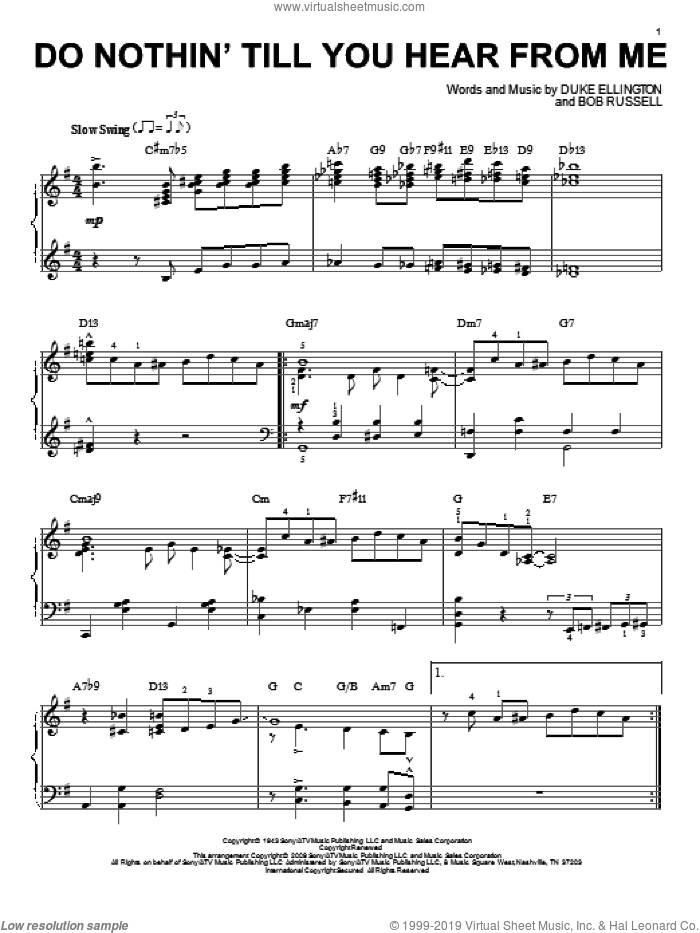 Do Nothin' Till You Hear From Me (arr. Brent Edstrom) sheet music for piano solo by Duke Ellington, Brent Edstrom and Bob Russell, intermediate skill level