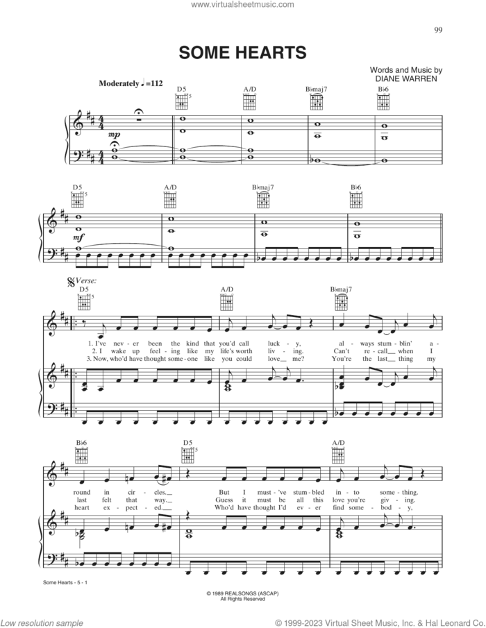 Some Hearts sheet music for voice, piano or guitar by Carrie Underwood and Diane Warren, intermediate skill level