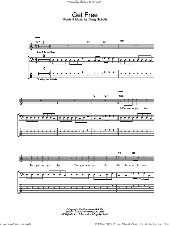 Get Free sheet music for bass (tablature) (bass guitar) by The Vines and Craig Nicholls, intermediate skill level