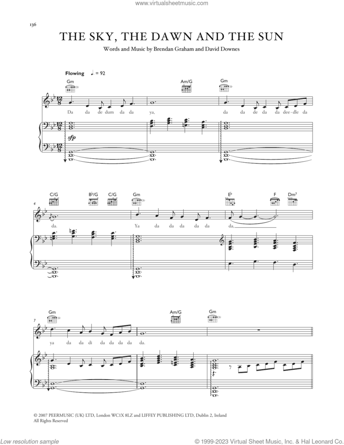 The Sky And The Dawn And The Sun sheet music for voice, piano or guitar by Celtic Woman, Brendan Graham and David Downes, intermediate skill level