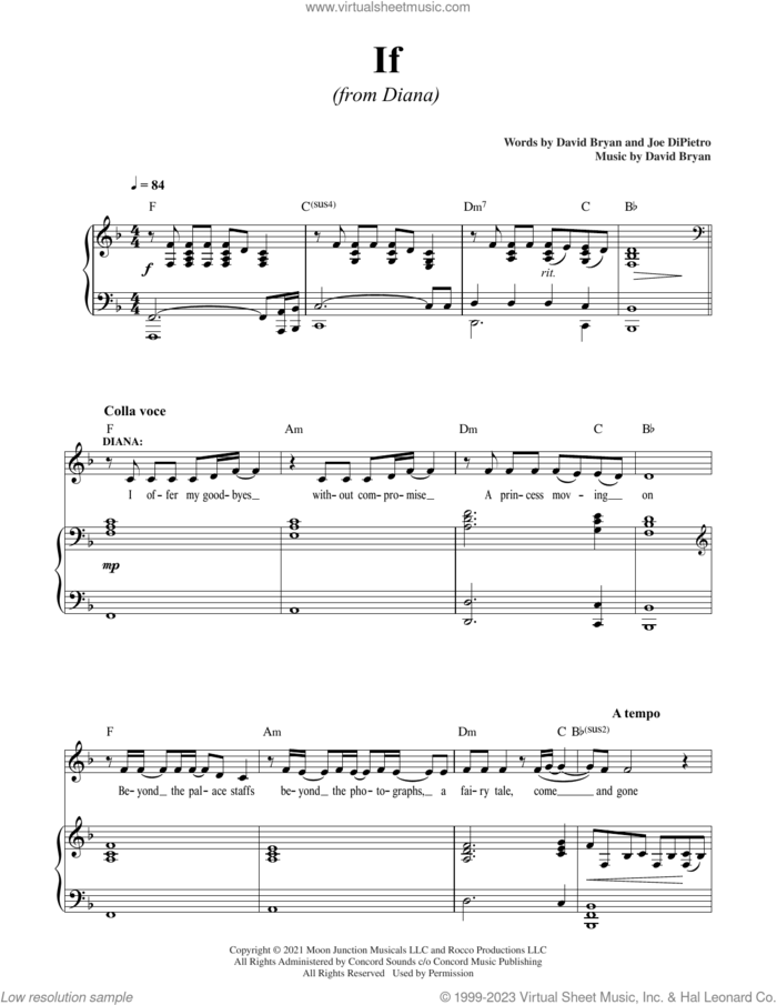 If (from Diana) sheet music for voice and piano by David Bryan, David Bryan & Joe DiPietro and Joe DiPietro, intermediate skill level