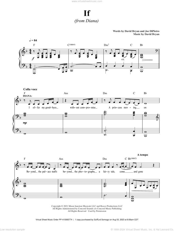 If (from Diana) sheet music for voice and piano by David Bryan, David Bryan & Joe DiPietro and Joe DiPietro, intermediate skill level