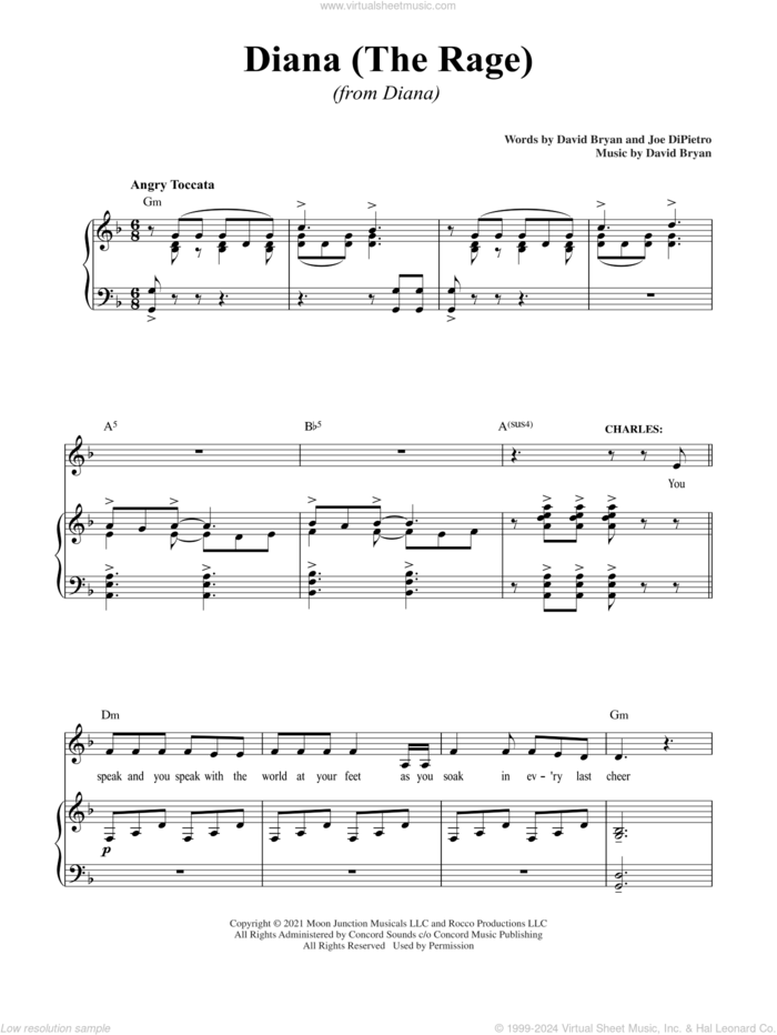 Diana (The Rage) (from Diana) sheet music for voice and piano by David Bryan, David Bryan & Joe DiPietro and Joe DiPietro, intermediate skill level