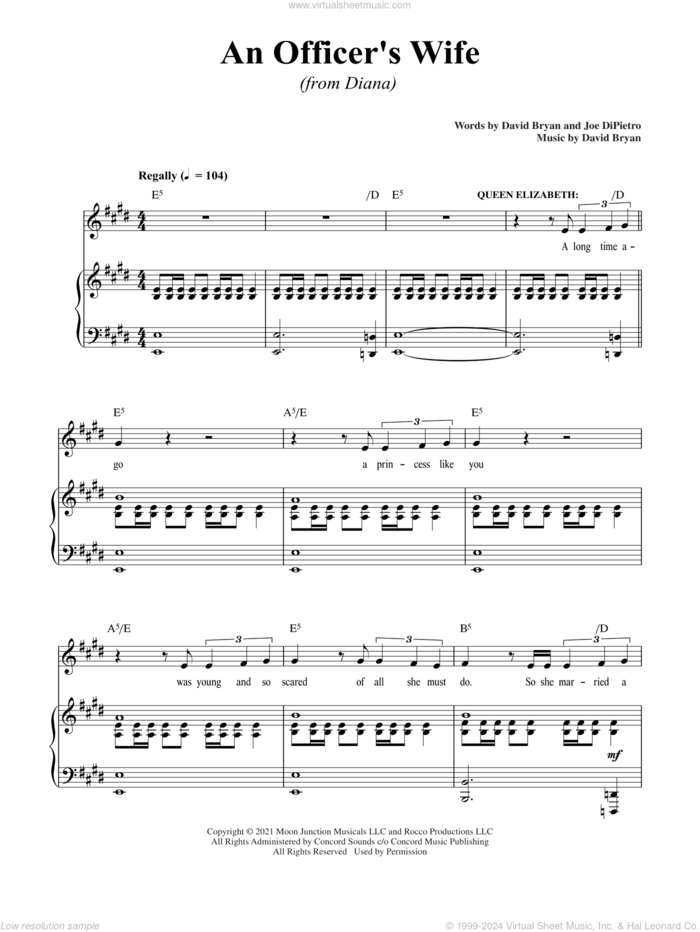 An Officer's Wife (from Diana) sheet music for voice and piano by David Bryan, David Bryan & Joe DiPietro and Joe DiPietro, intermediate skill level