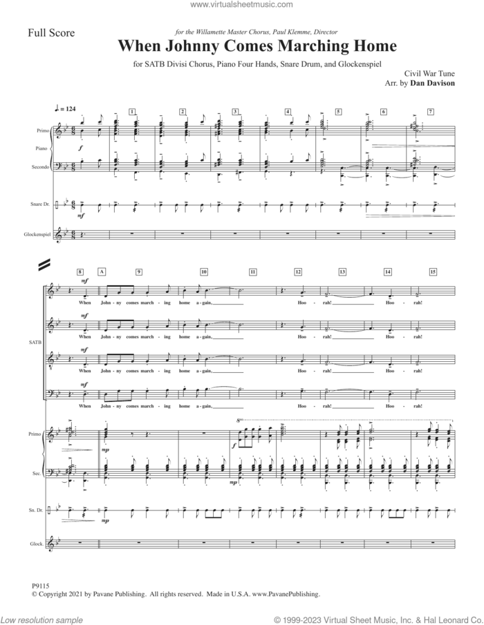 When Johnny Comes Marching Home (COMPLETE) sheet music for orchestra/band by Dan Davison, intermediate skill level