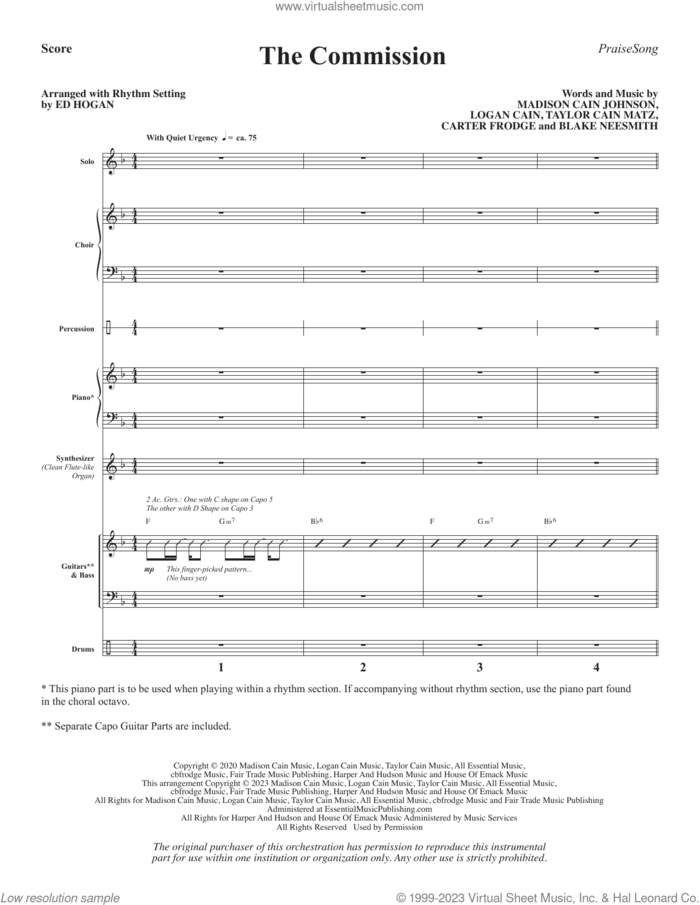 The Commission (arr. Ed Hogan) (COMPLETE) sheet music for orchestra/band by Ed Hogan, Blake Neesmith, CAIN, Carter Frodge, Logan Cain, Madison Cain, Madison Cain Johnson, Taylor Cain and Taylor Cain Matz, intermediate skill level