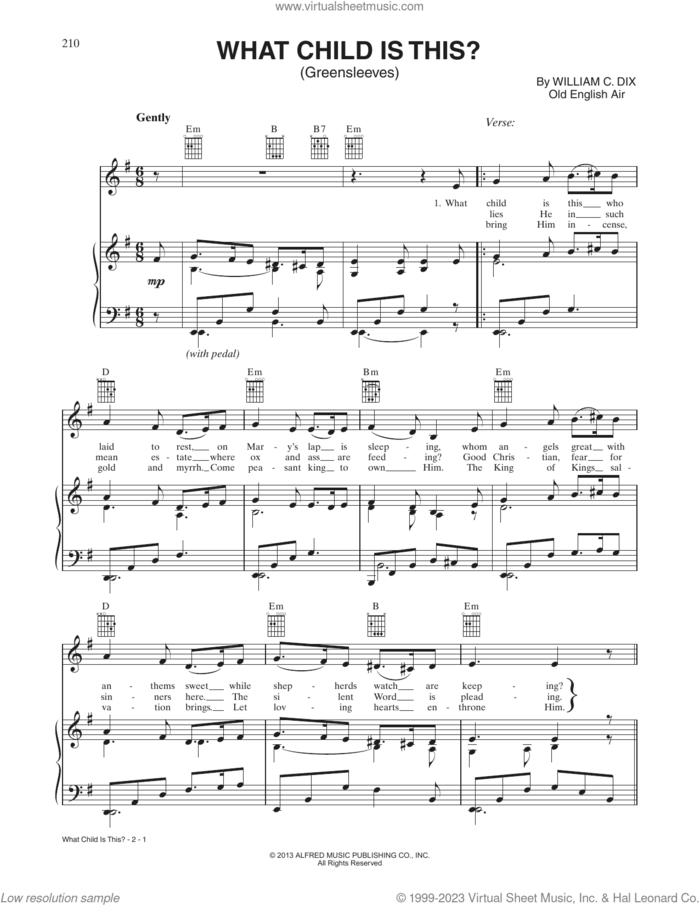 What Child Is This? sheet music for voice, piano or guitar by William Chatterton Dix and Miscellaneous, intermediate skill level
