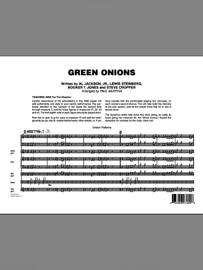 Green Onions (COMPLETE) sheet music for jazz band by Paul Murtha, intermediate skill level