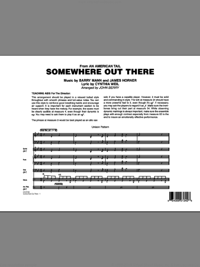 Somewhere Out There (COMPLETE) sheet music for jazz band by James Horner, Barry Mann, Cynthia Weil and John Berry, intermediate skill level