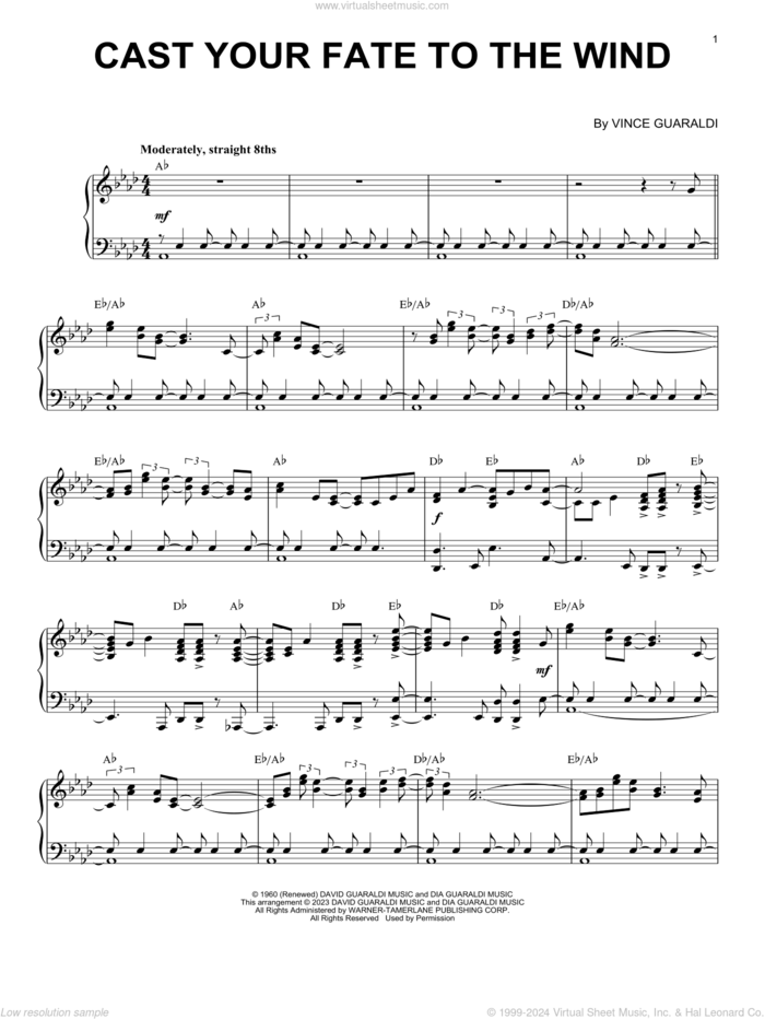 Cast Your Fate To The Wind [Jazz version] (arr. Brent Edstrom) sheet music for piano solo by Vince Guaraldi, Brent Edstrom, David Benoit and Sounds Orchestral, intermediate skill level