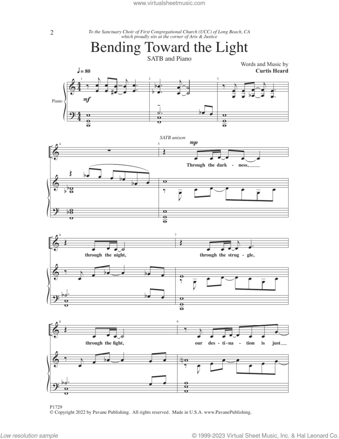Bending Toward The Light sheet music for choir (SATB: soprano, alto, tenor, bass) by Curtis Heard, intermediate skill level