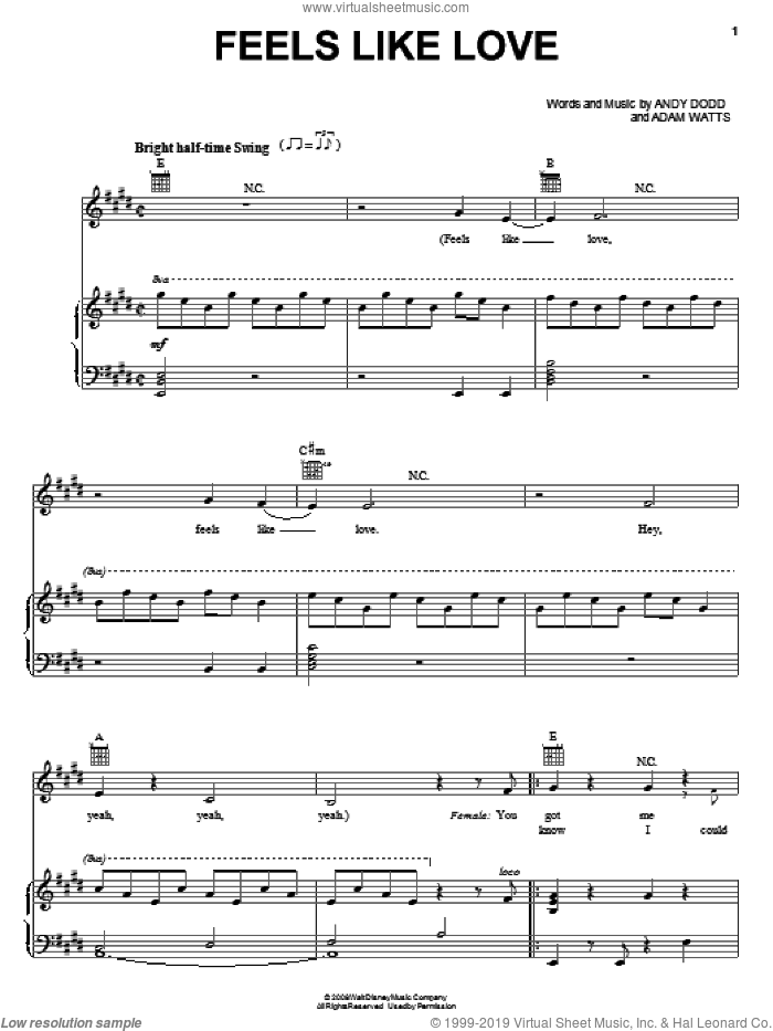 Feels Like Love sheet music for voice, piano or guitar by The Cheetah Girls, Adam Watts and Andy Dodd, intermediate skill level