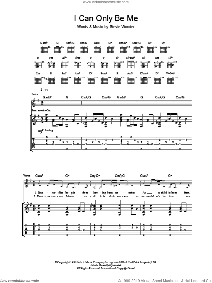 I Can Only Be Me sheet music for guitar (tablature) by Eva Cassidy, intermediate skill level