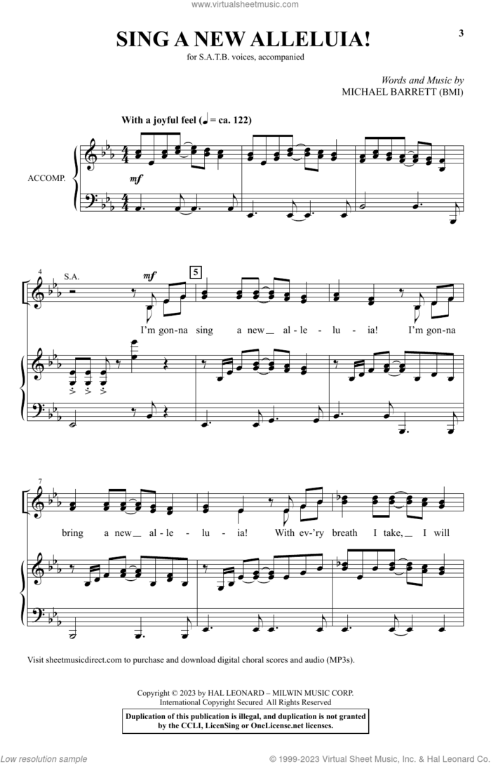 Sing A New Alleluia! sheet music for choir (SATB: soprano, alto, tenor, bass) by Michael Barrett, intermediate skill level