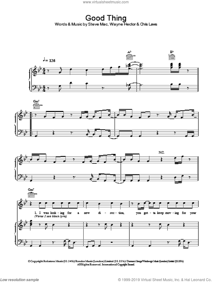 Good Thing sheet music for voice, piano or guitar by Gareth Gates, intermediate skill level