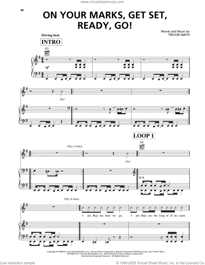 On Your Marks, Get Set, Ready, Go! (from The Rugrats Movie) sheet music for voice, piano or guitar by Busta Rhymes and Trevor Smith, intermediate skill level