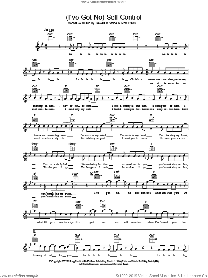(I've Got No) Self Control sheet music for voice and other instruments (fake book) by Gareth Gates, intermediate skill level