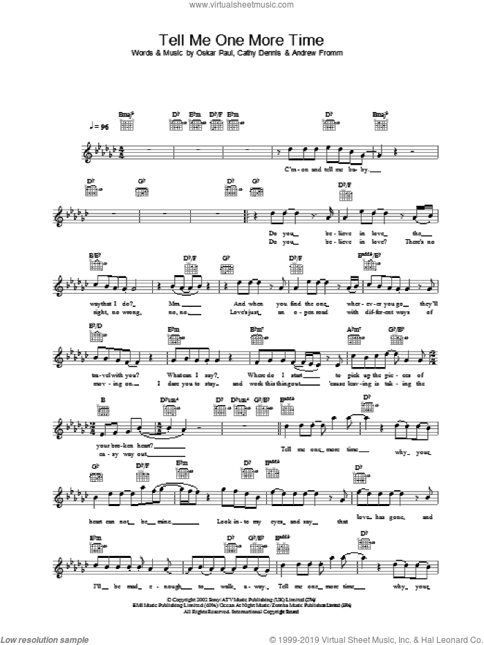 Tell Me One More Time sheet music for voice and other instruments (fake book) by Gareth Gates, intermediate skill level