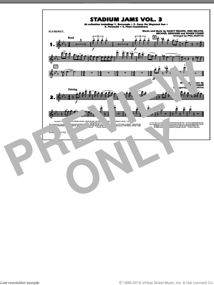 Stadium Jams, volume 3 sheet music for marching band (flute/piccolo) by Paul Murtha, intermediate skill level