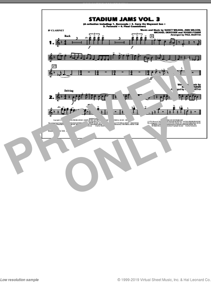 Stadium Jams, volume 3 sheet music for marching band (Bb clarinet) by Paul Murtha, intermediate skill level