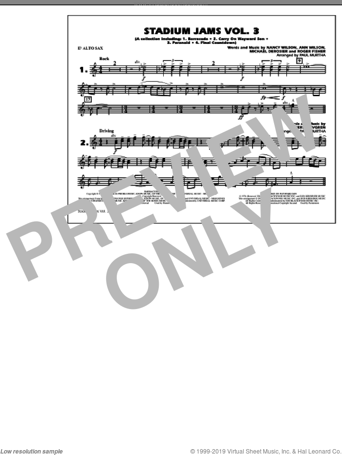 Stadium Jams, volume 3 sheet music for marching band (Eb alto sax) by Paul Murtha, intermediate skill level