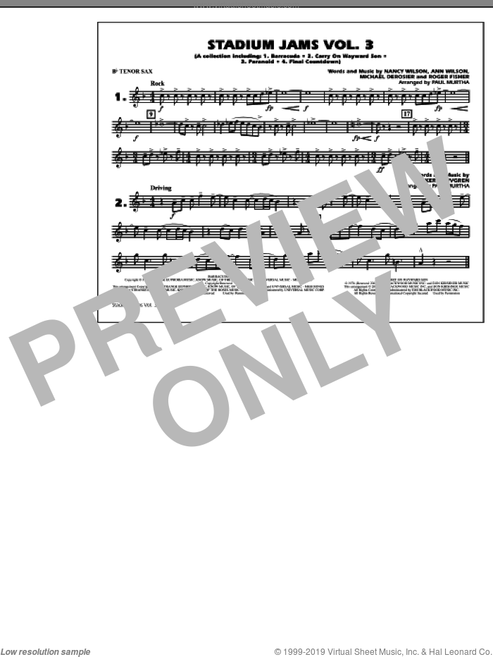 Stadium Jams, volume 3 sheet music for marching band (Bb tenor sax) by Paul Murtha, intermediate skill level
