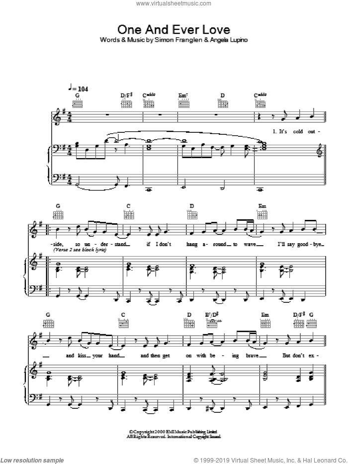 One And Ever Love sheet music for voice, piano or guitar by Gareth Gates, intermediate skill level