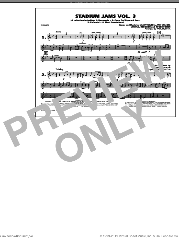 Stadium Jams, volume 3 sheet music for marching band (f horn) by Paul Murtha, intermediate skill level