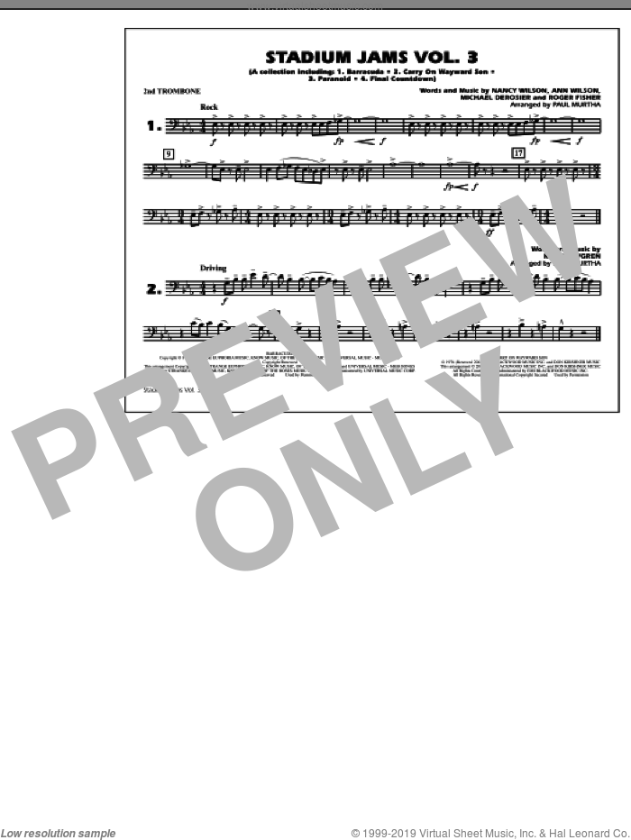 Stadium Jams, volume 3 sheet music for marching band (2nd trombone) by Paul Murtha, intermediate skill level